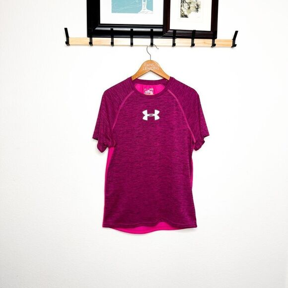 Under Armour NWT! HeatGear Fitted Athletic Tee | Men’s Medium | Purple Pink - Picture 1 of 6